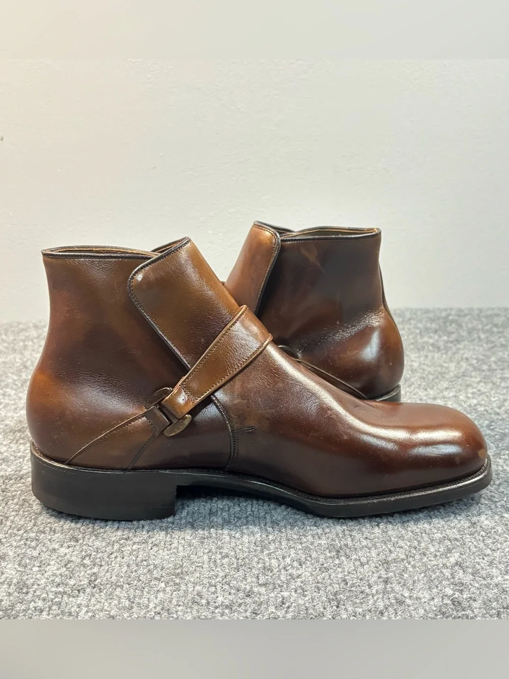 Allen Edmonds Ostendo Jodhpur Boots 7 EEE Brown Leather Monk Strap Ankle Mens